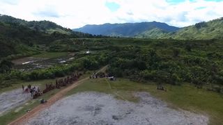 A drone takes off from a remote village in Madagascar.