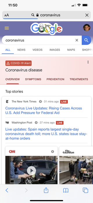 Google Coronavirus search