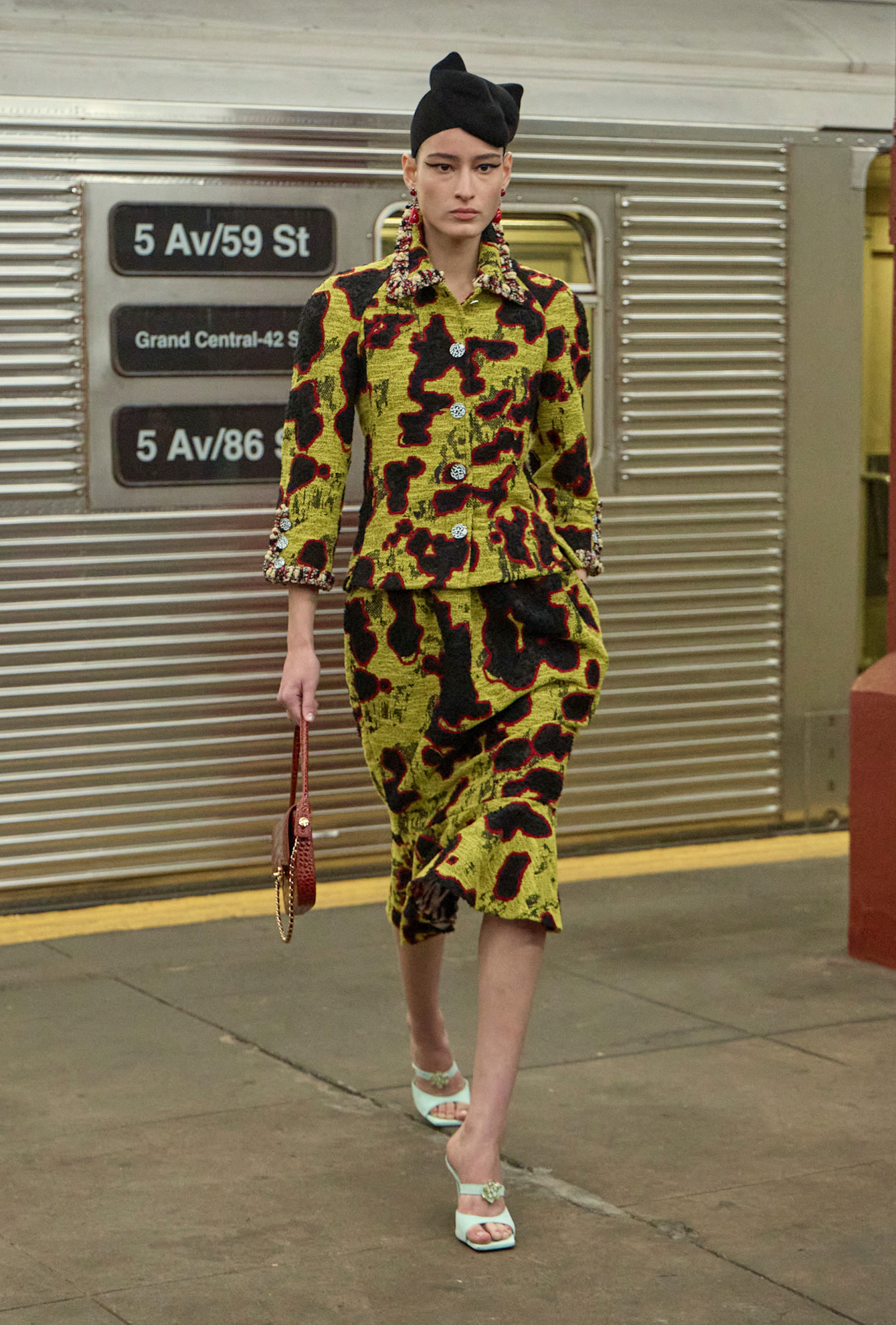 models walk the subway runway for the chanel metiers d'art 2026 show in new york city