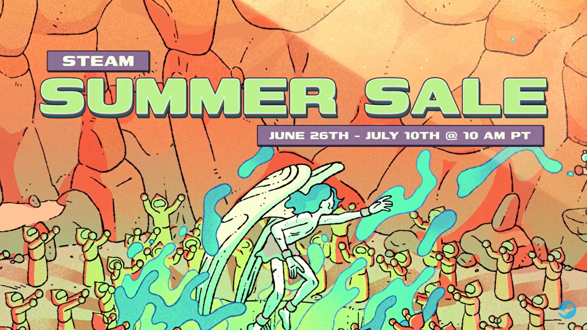 Promotional artwork for the Steam Summer Sale 2025 which runs from June 26th - July 10th at 10am PT