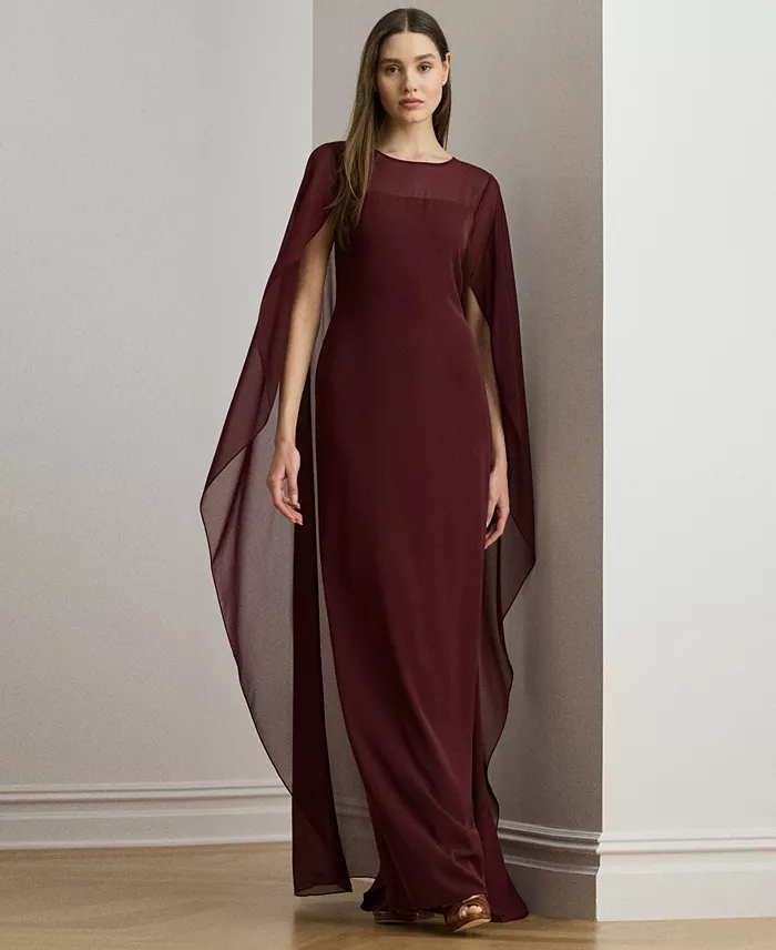 Ralph Lauren maroon cape gown