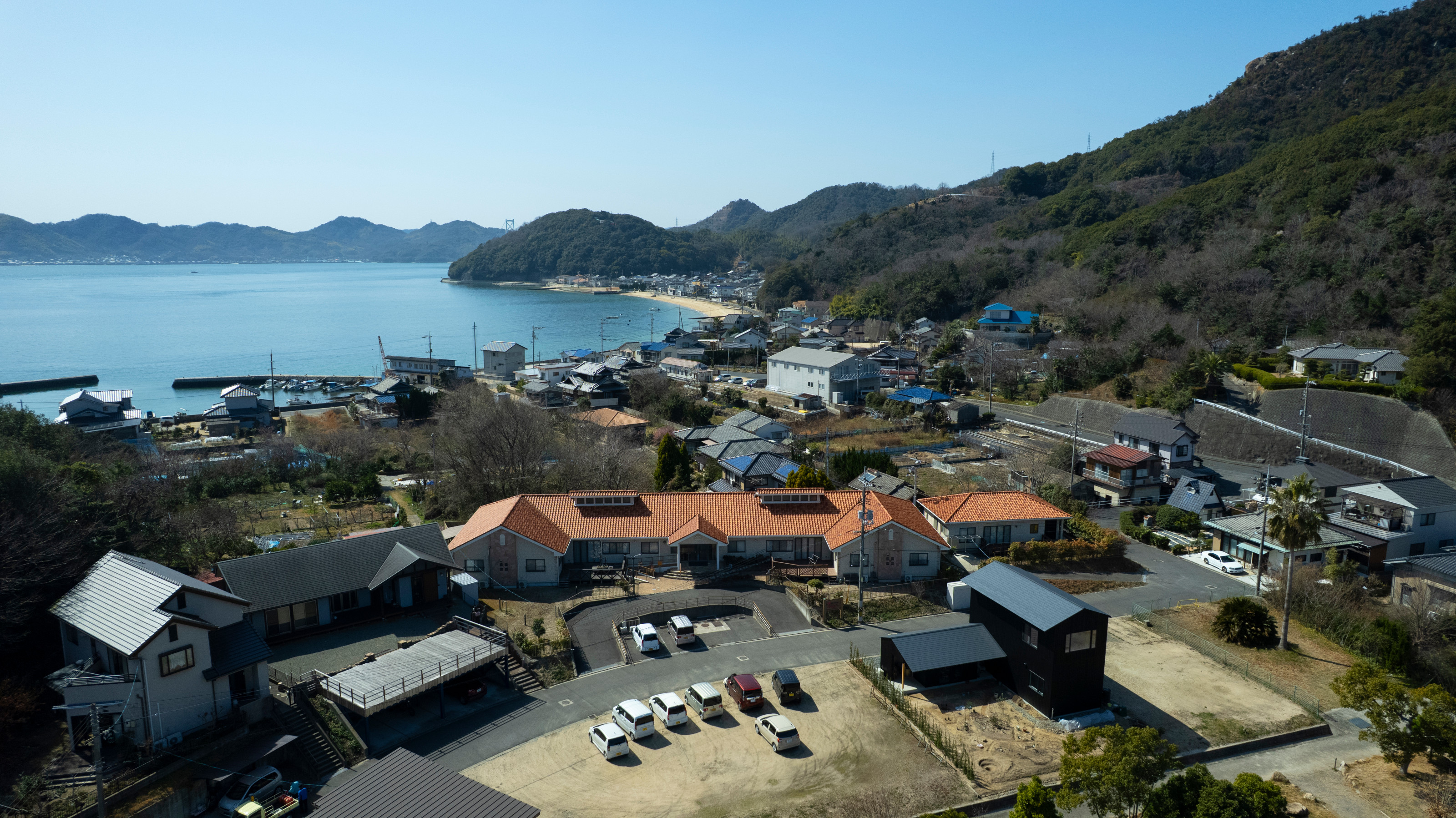 Aerial view of the house from the east