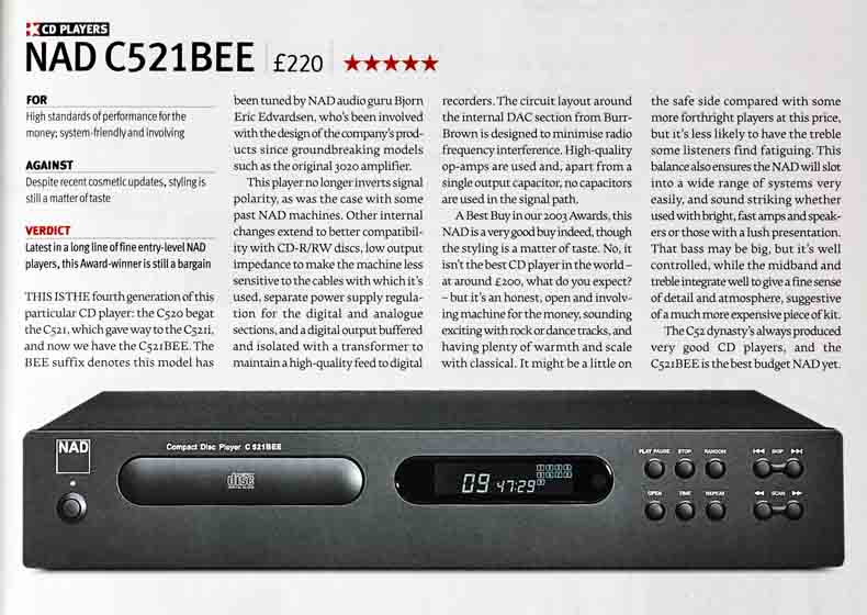 Best 25 CD players of What Hi-Fi?'s lifetime: NAD C521BEE