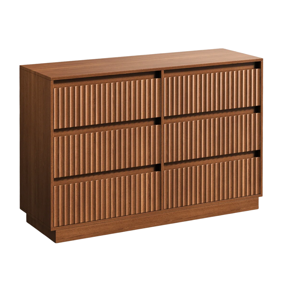 Ebern Designs Dejesus 6-Drawer Dresser 47"w Double Dresser With Waveform Fluted Panel &amp;amp; Reviews | Wayfair