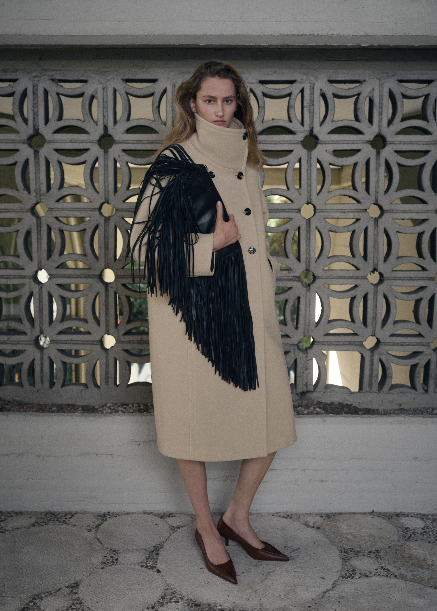 Wool-Blend Funnel-Neck Coat - Women | Mango United Kingdom