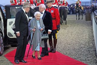 Queen Elizabeth II arrives for the "A Gallop Through History" performance as part of the official celebrations for Queen Elizabeth II's Platinum Jubilee