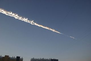 On Feb. 15, 2013, a small asteroid exploded over the city of Chelyabinsk, Russia. This image shows the fireball created as the asteroid streaked across the sky.