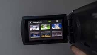 The Sony FDR-AX53 camcorder shooting mode