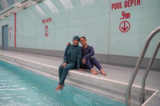 Muslim Sisterhood: two models pose by a pool in the new Nike range