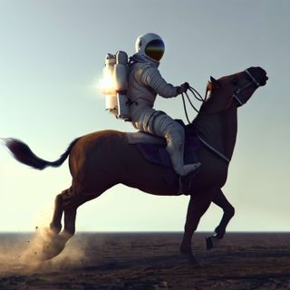 An image of an astronaut riding a horse made by generative AI in Paint Cocreator