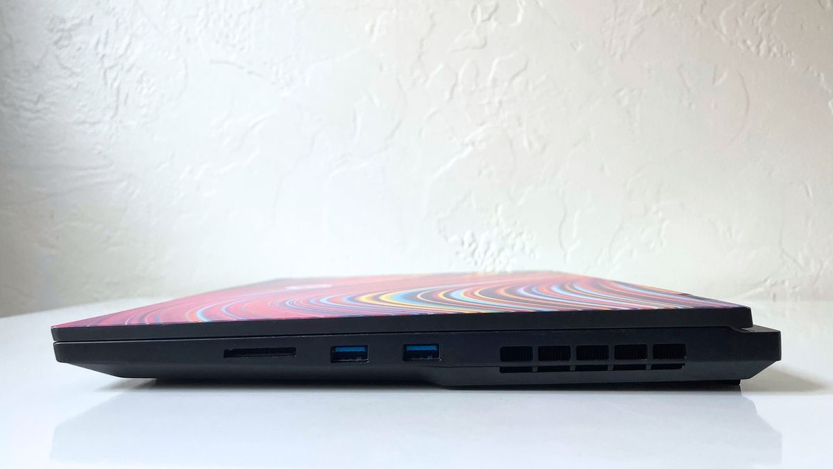 Close up of the ports on the right side of the Origin EON16-X