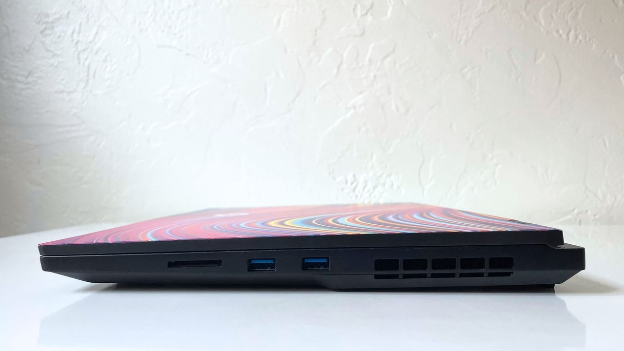 Close up of the ports on the right side of the Origin EON16-X