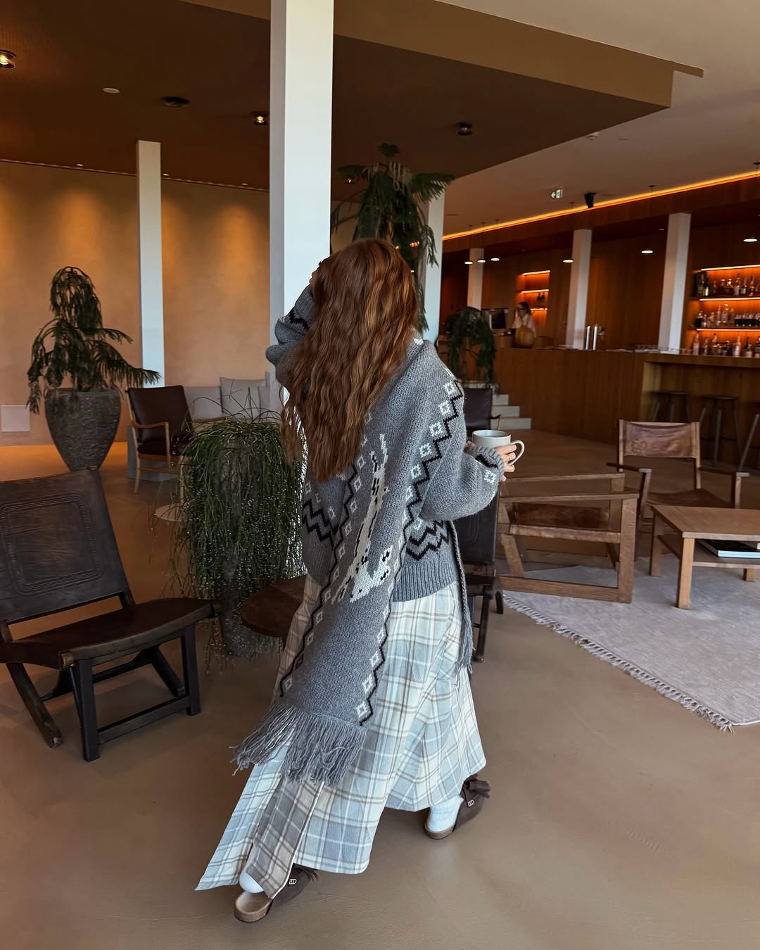 woman wearing clog outfit winter 2025