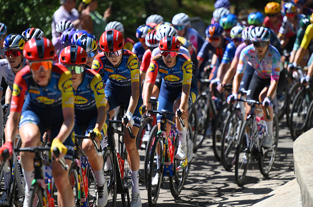 MONT VENTOUX, FRANCE - AUGUST 07: Isabella Holmgren of Canada and Team Lidl - Trek competes during the 5th Tour de France Femmes 2026, Stage 7 a 146.8km stage from La Voulte-sur-Rhone to Mont Ventoux 1901m / #UCIWWT / on August 07, 2026 in Mont Ventoux, France. (Photo by Alex Broadway/Getty Images)