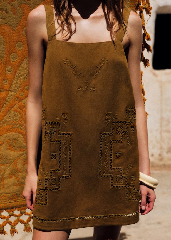Victoire Dress - Embroidered Bronze - Linen - S&amp;eacute;zane