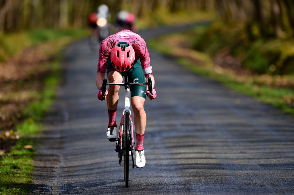 SABLESURSARTHE FRANCE APRIL 07 Georg Steinhauser of Germany and Team EF Education Easypost attacks in the breakaway during the 68th Circuit Cycliste Sarthe Pays de la Loire 2022 Stage 3 a 1765km stage from Sabl sur Sarthe to Sabl sur Sarthe CircuitSarthe on April 07 2022 in SablesurSarthe France Photo by Dario BelingheriGetty Images