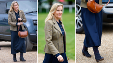 Duchess Sophie of Edinburgh wearing blue suede boots