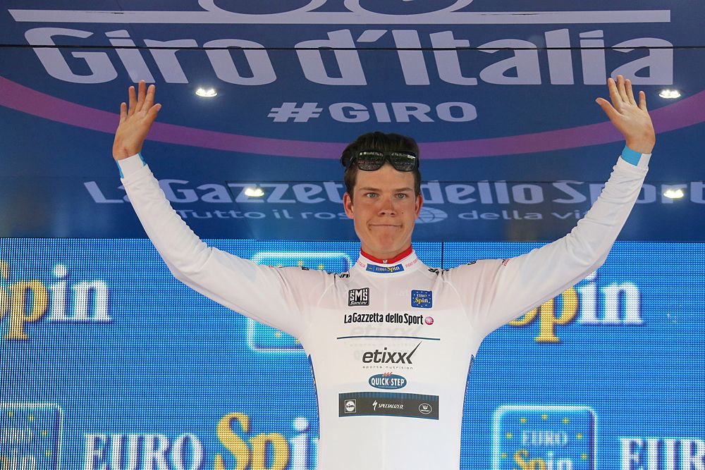 Bb Jungels (Etixx-QuickStep) in the white young rider's jersey at the Giro d'Italia
