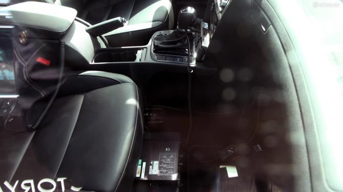 Radio gear in the Trek Factory Racing cars is tucked away beneath the front passenger seat