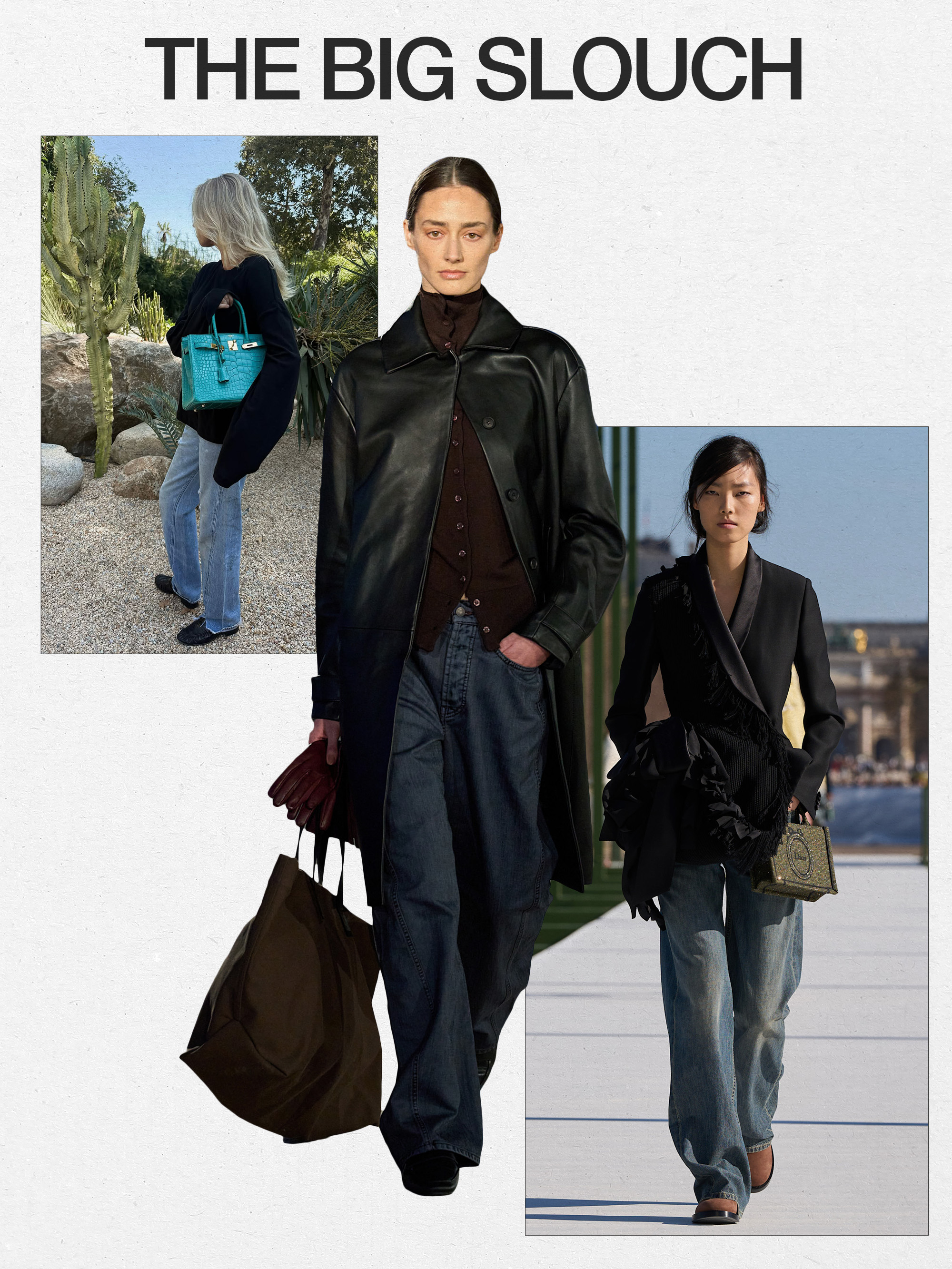 Runway and influencer images featuring the major fall 2026 denim trends.