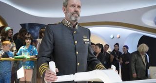 Hugh Laurie stars as Cpt. Ryan Clark of the luxury space cruise ship, Avenue 5, in the a new HBO science fiction series launching in January 2020.