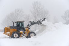 Snow removal in Hamburg, New York following a blizzard. 