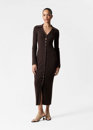 Rib-Knit Wool Maxi Dress