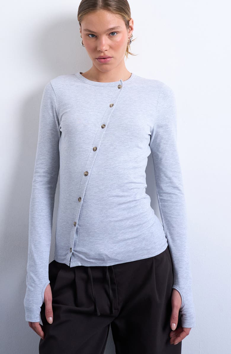 Asymmetric Button Front Top