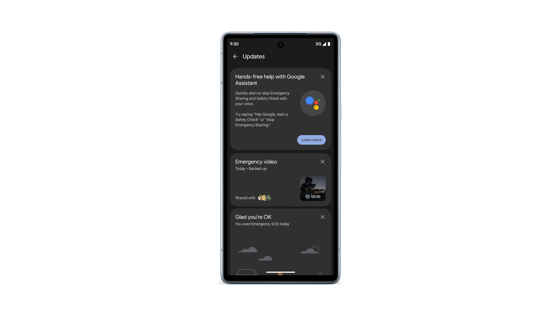 Captura de pantalla de la comprobación de seguridad del Asistente de Google en Pixel.