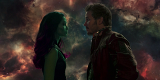 Gamora and Star-Lord in the balcony