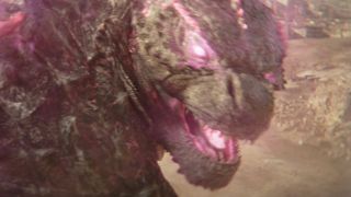 Godzilla looking back with great anger in Godzilla x Kong: The New Empire.