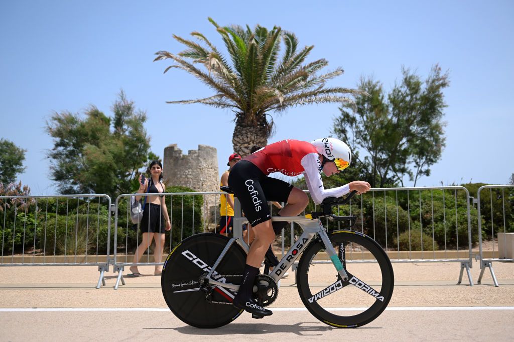 CAGLIARI ITALY JUNE 30 Martina Alzini of Italy and Cofidis Fminin Team sprints during the 33rd Giro dItalia Donne 2022 Stage 1 a 47km individual time trial stage from Cagliari to Cagliari ITT GiroDonne UCIWWT on June 30 2022 in Cagliari Italy Photo by Dario BelingheriGetty Images