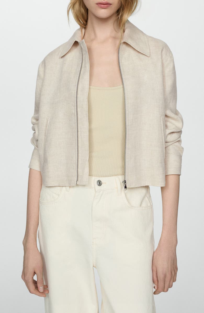Front Zip Linen Jacket