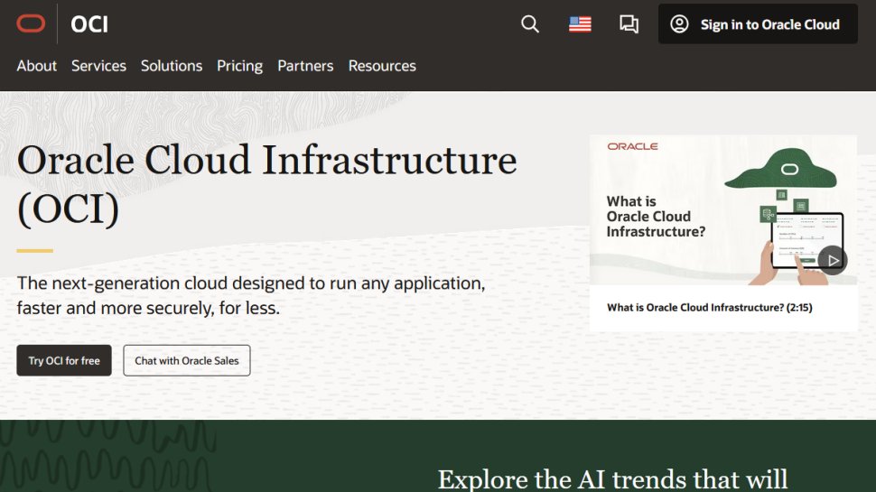 Oracle Cloud Infrastructure website screenshot (January 2026).