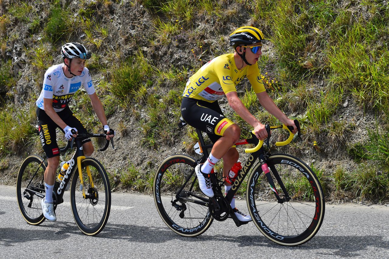 Tour de France 2021 108th Edition 17th stage Muret Col du Portet 1784 km 14072021 Tadej Pogacar SLO UAE Team Emirates Jonas Vingegaard DEN Jumbo Visma photo Dario BelingheriBettiniPhoto2021