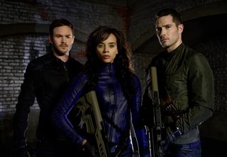 The cast of "Killjoys," a new show on SyFy about interplanetary bounty hunters.