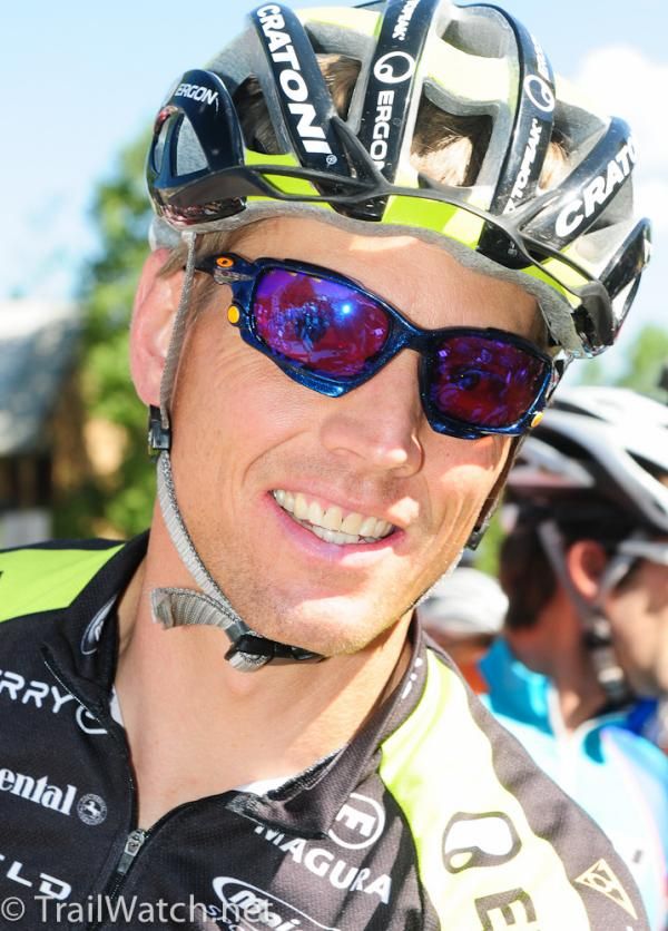 Dave Weins (Topeak-Ergon) at the start.