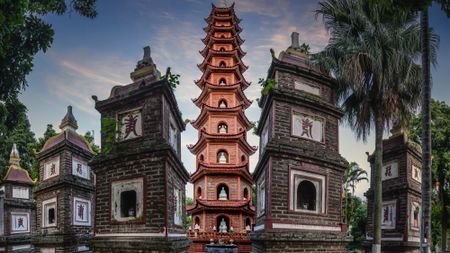 The Tran Quoc pagoda at sunset 