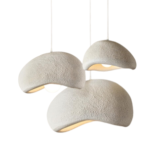 Seeairshop Scandinavian Pendant Lights Kitchen Island Beige White Concrete Cement Look Pendant Light Dome Hanging Lamp Wabi Sabi Chandelier - Small