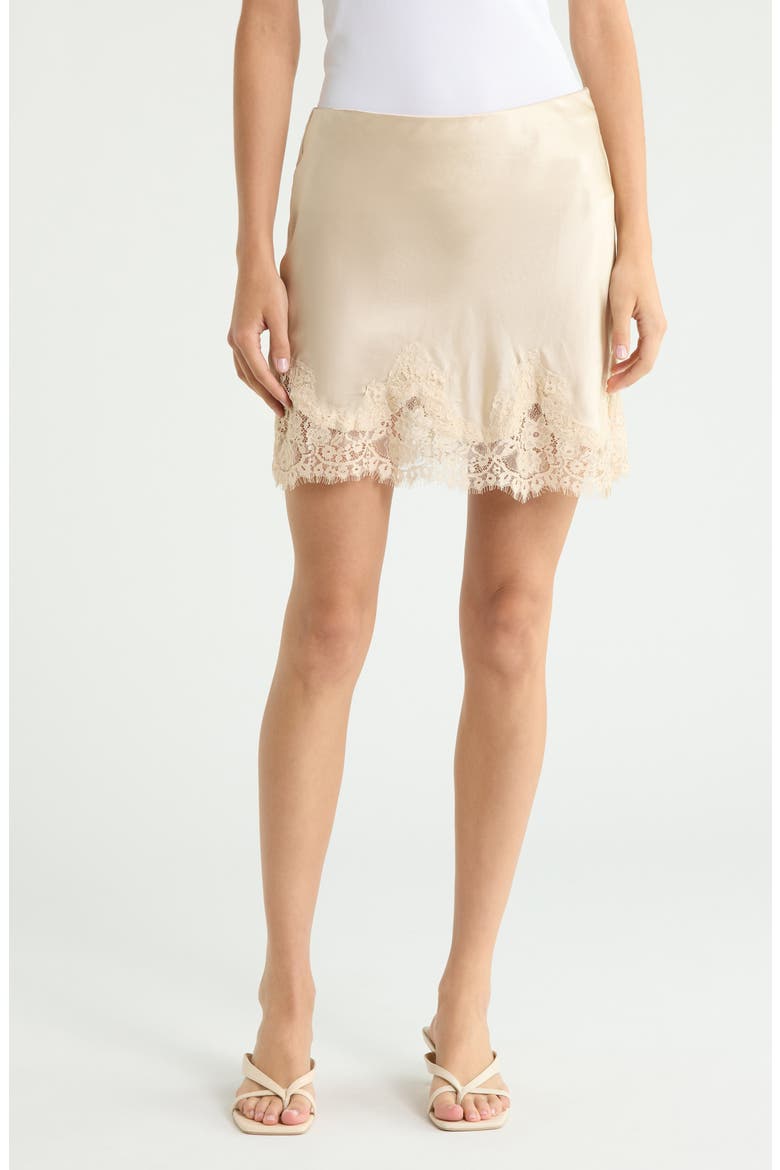 Carolina Lace Trim Silk Miniskirt