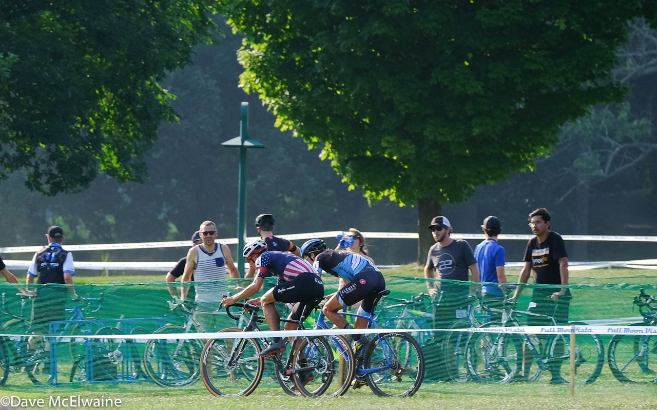 Jeremy Powers (Aspire Racing) passes Driscoll at the beginning of the final lap