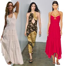 models wear clothing from each respective retailer