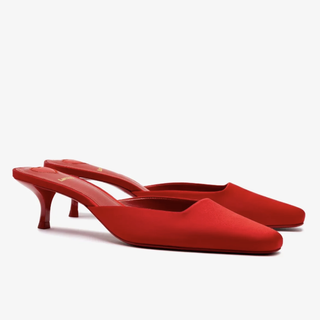Amal Mule in Cherry Satin