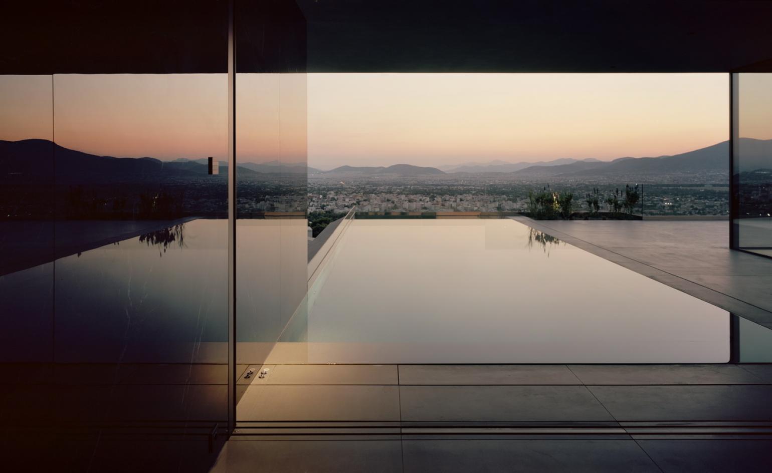 Swimming pool at reflection house in Athens