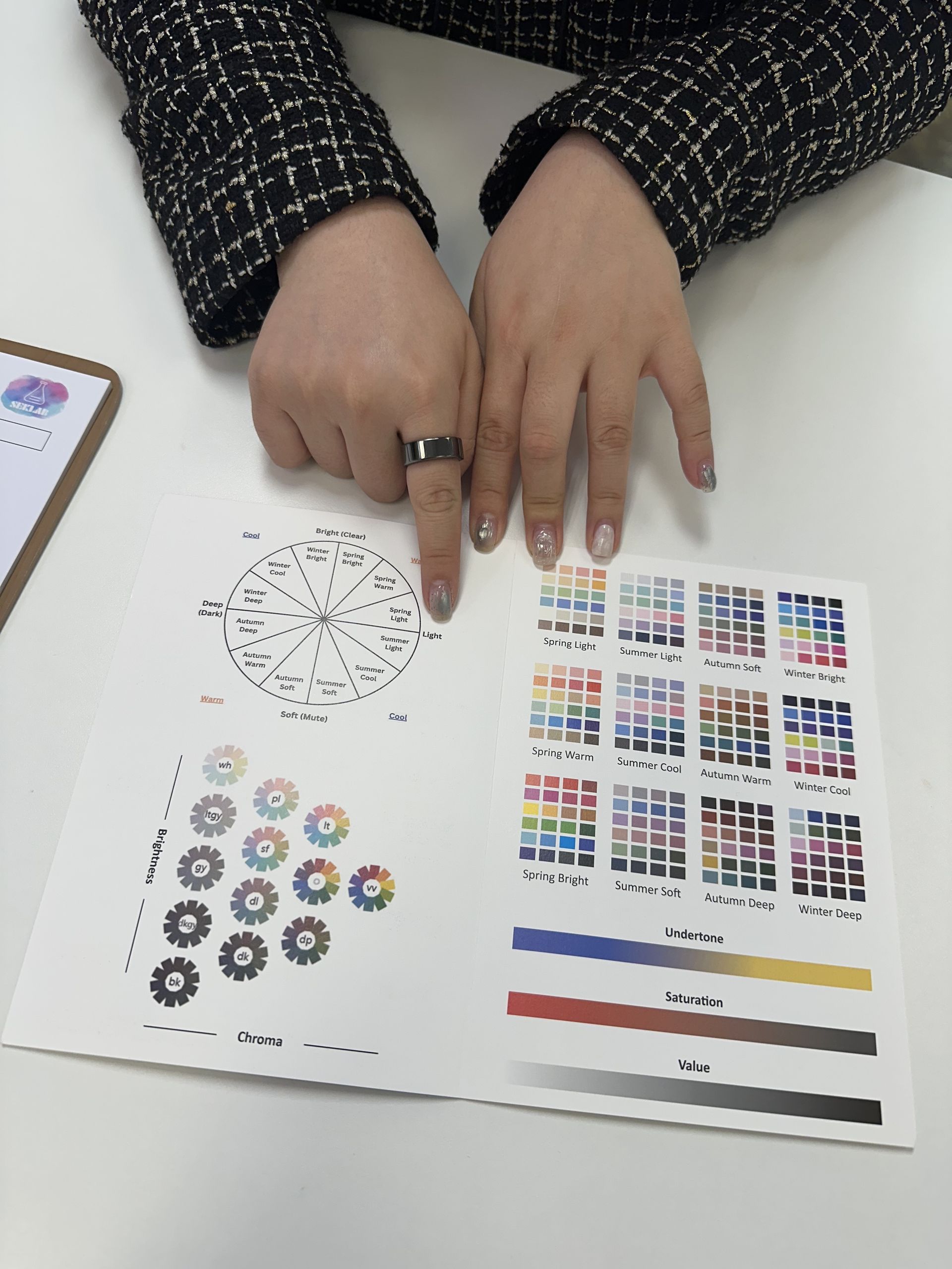 Jamie Schneider receiving a personal color analysis