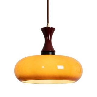 Orange Glass Pendant Light Fixture Mid Century Modern Ceiling Hanging Lamp Nordic Antique Vintage Pendant Light Farmhouse Wood Drum Chandelier for Kitchen Island Dining Room Bedroom