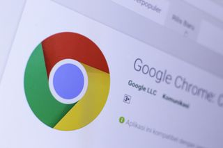 Chrome logo in browser displayed on desktop screen