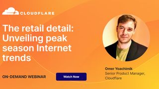 An orange webinar screen with contributor image. on retail trends and how to get ahead this year