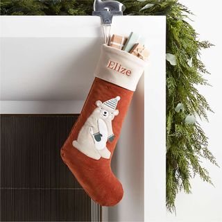 christmas stocking with bear detail