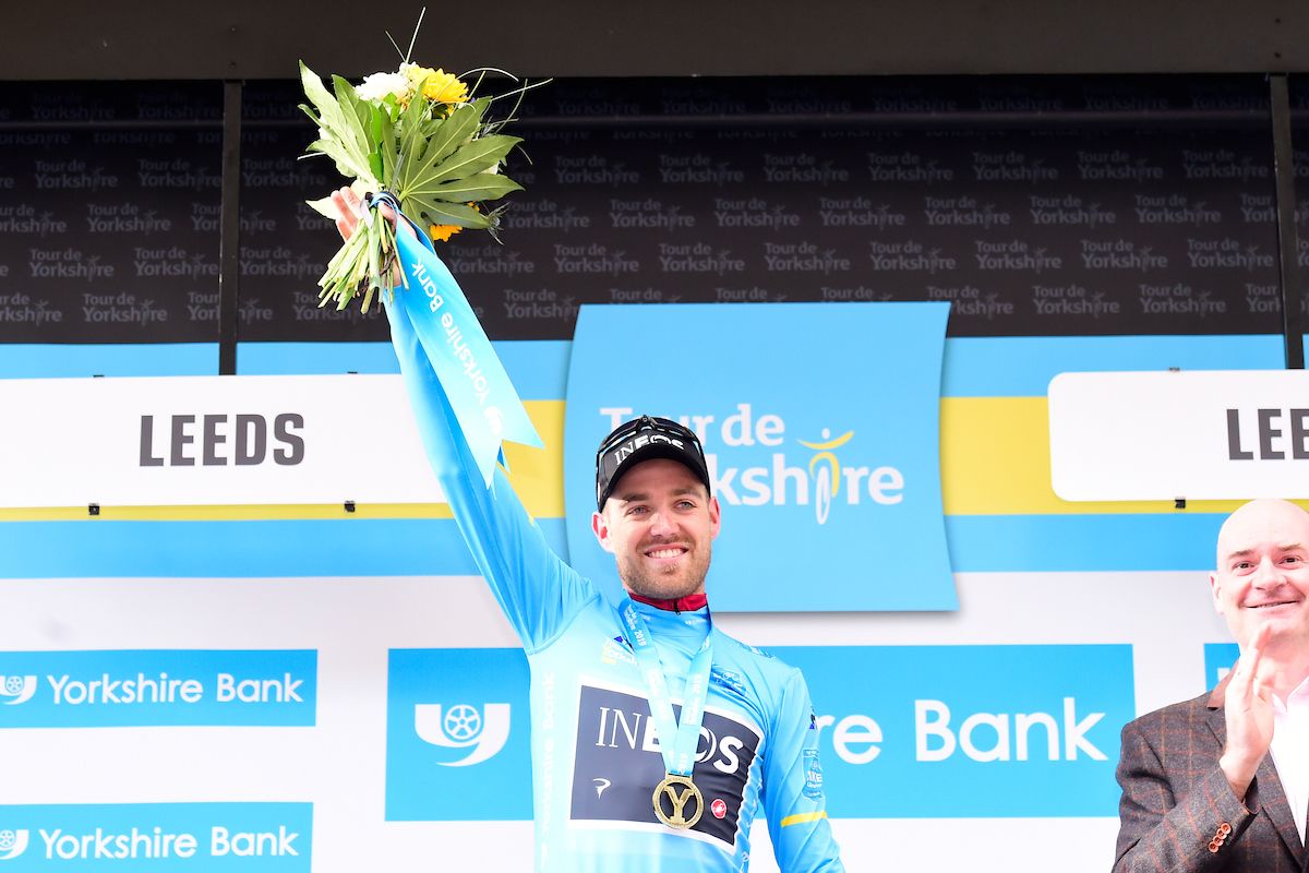 Chris Lawless in the final leader's jersey of the race